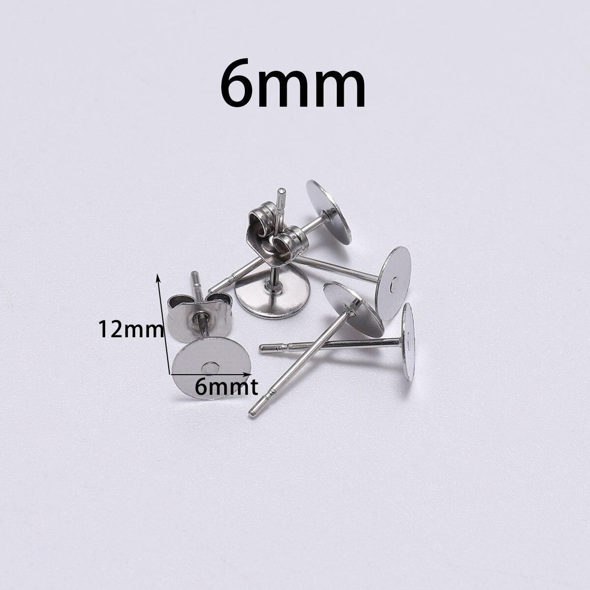 Stainless Steel Blank Post Earring Stud Base Pins With Earring Plug Supplies for Jewelry Making DIY Earrings