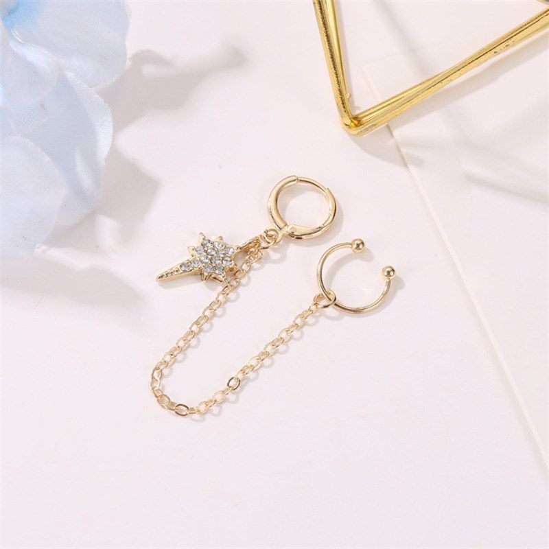 1Pc Women Fashion Ear Cuff Clip Long Chain-Golden 7256