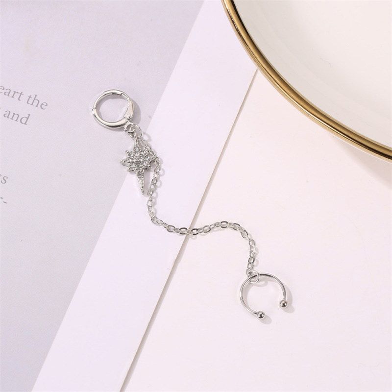 1Pc Women Fashion Ear Cuff Clip Long Chain-Golden 7256