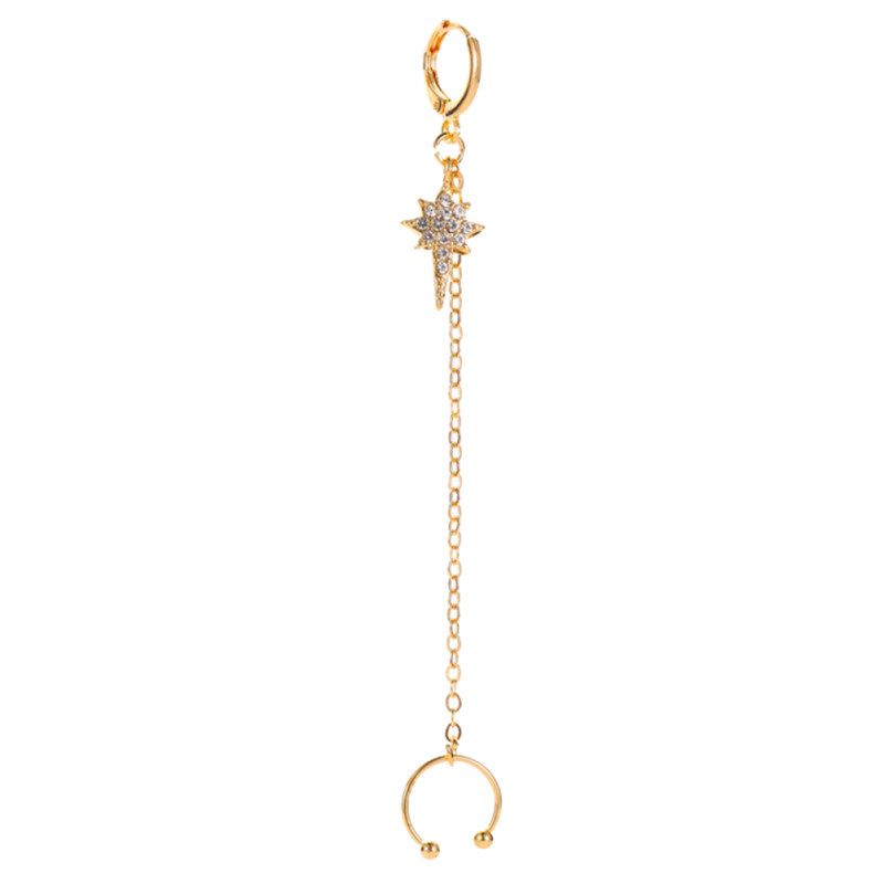 1Pc Women Fashion Ear Cuff Clip Long Chain-Golden 7256