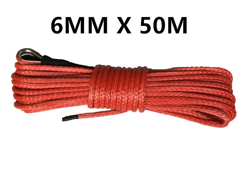 Factory Directly Selling 6mm X 50m  Synthetic Winch Lines Uhmwpe Cable  Rope With  Car Accessories
