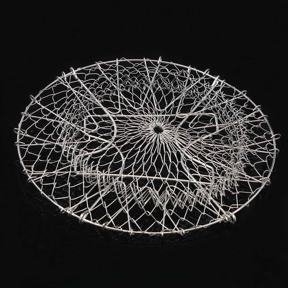 Fryer Tool Foldable Kitchen Tool Steam Rinse Strainer Cooking Basket Stainless Steel Colander