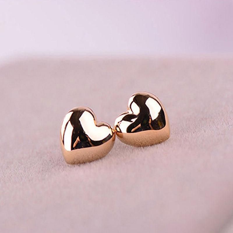 1 Pair Fashion Women Cute Small Heart Charm Ear Stud-Gold