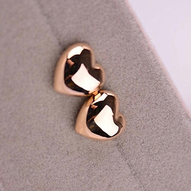 1 Pair Fashion Women Cute Small Heart Charm Ear Stud-Gold