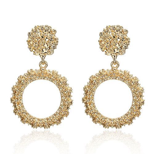 Beautiful Vintage Round Shape Dangle Earrings, Gold Plated