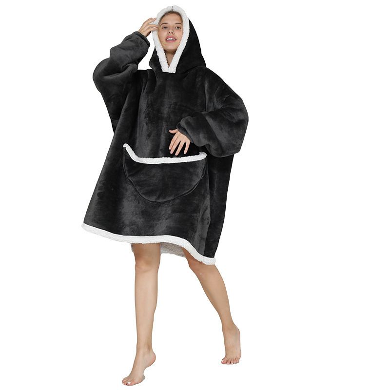 (dark Gray)Comemore 2022 Night Wears For Women Winter Blanket Plush Fleece Family Hoodie Girl Sleep