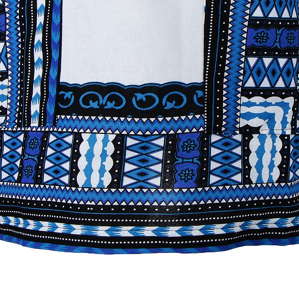 Dashiki Shirt African Embroidery Print Festival Tribal Clothing Blue