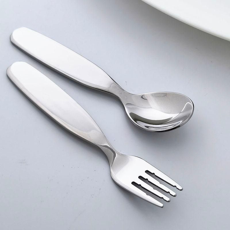 Children's tableware 304 stainless steel glossy table spoon dinner fork 2 pieces set