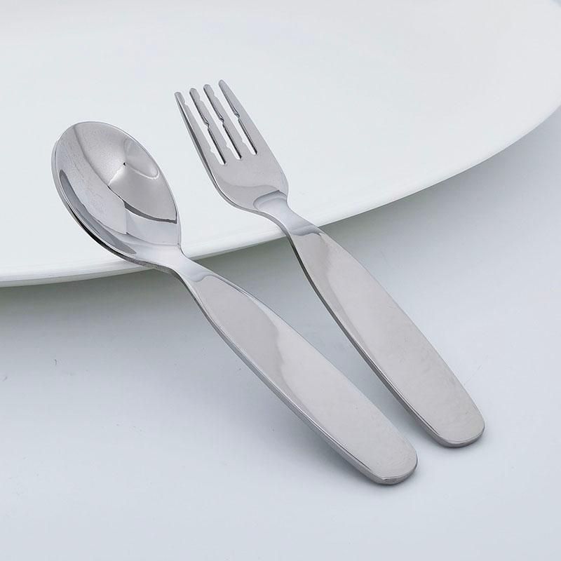 Children's tableware 304 stainless steel glossy table spoon dinner fork 2 pieces set
