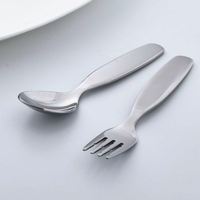 Children's tableware 304 stainless steel glossy table spoon dinner fork 2 pieces set