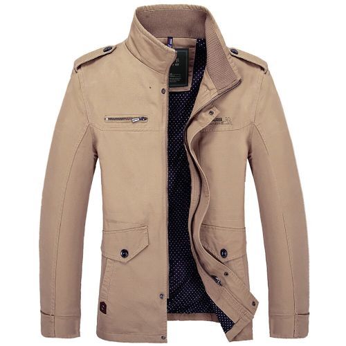 Men's Jackets Autumn Winter Mens High Quality Standing Collar Long Cotton Coats Male Solid Color Zipper Warm Outwears