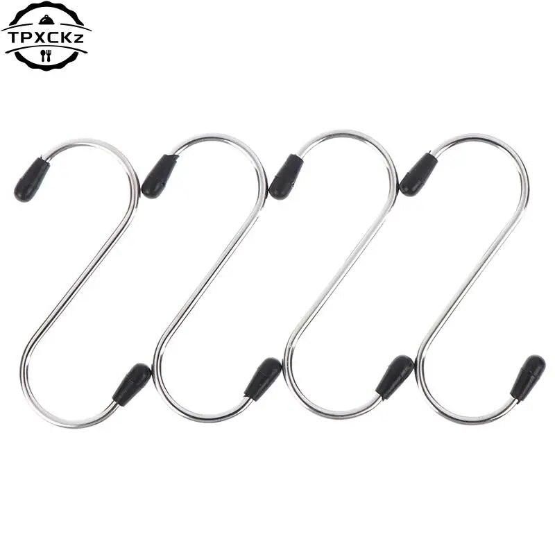 4pcs/lot Household Home Essential Useful S Shaped Hooks Kitchen Stainless Steel Hanging Hanger Storage Holders Organizer