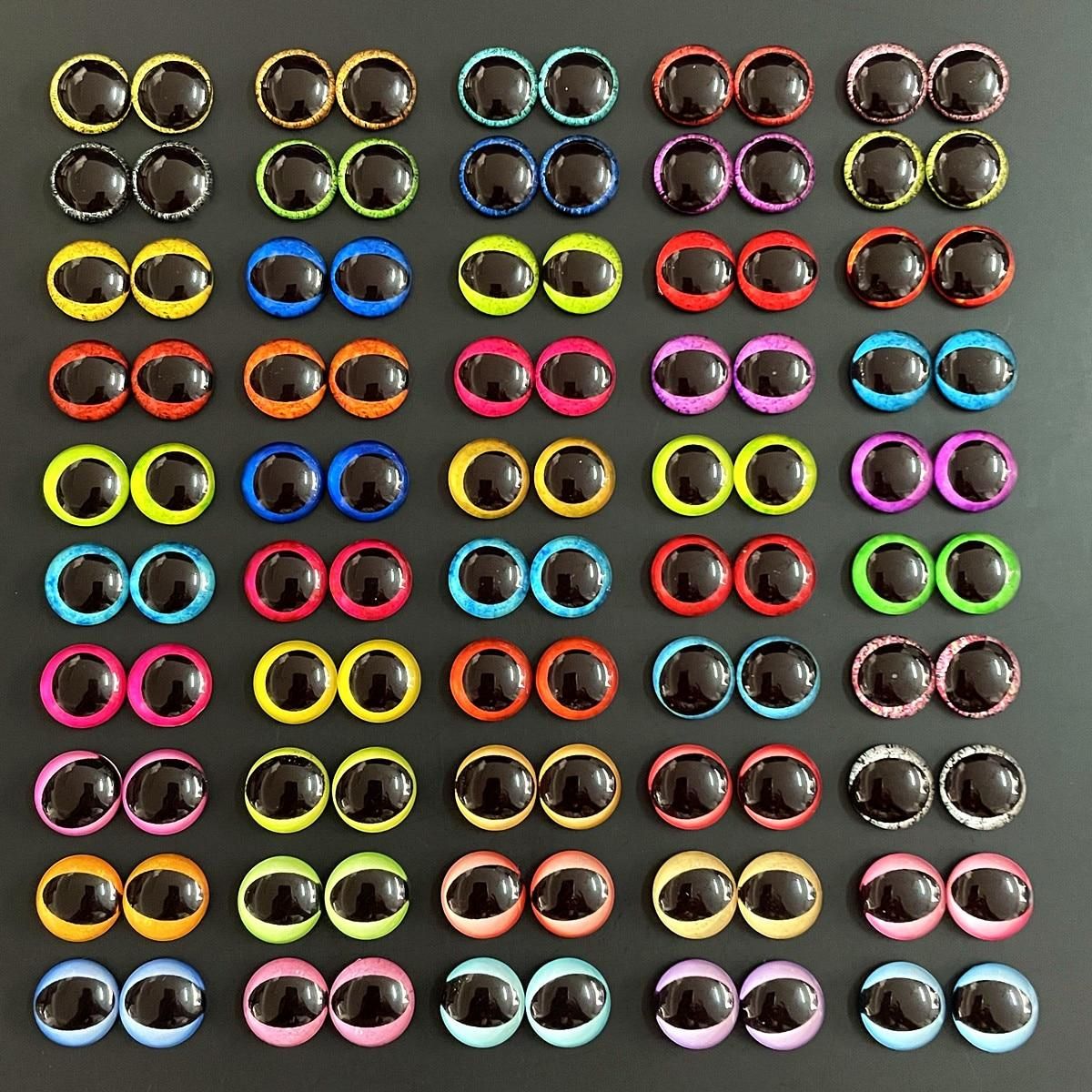 6mm 8mm 10mm 12mm  Mixed Toys Dragon Eyes Round Pattern Glass Cabochons Flatback Photo DIY Making Accessories 100pcs 50 Pairs