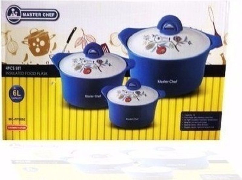 Insulated Hot-Cold Food Serving Dish Flask - 3 PCS