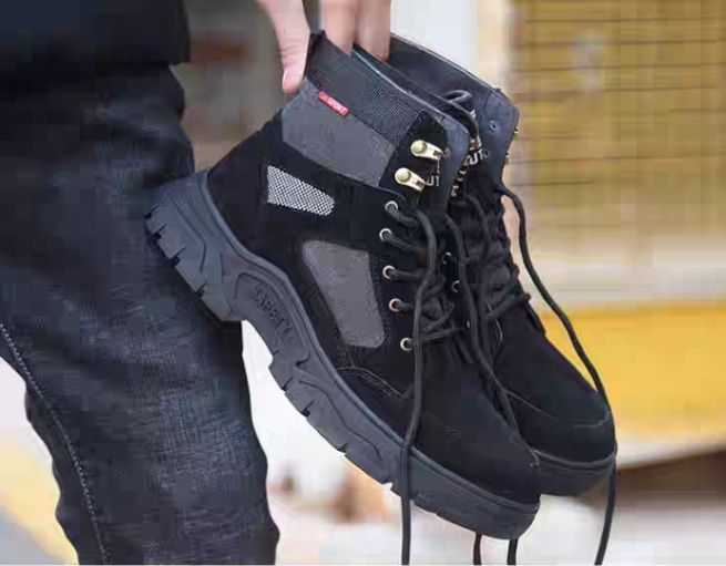 Men High Top Sued Shoe In Black