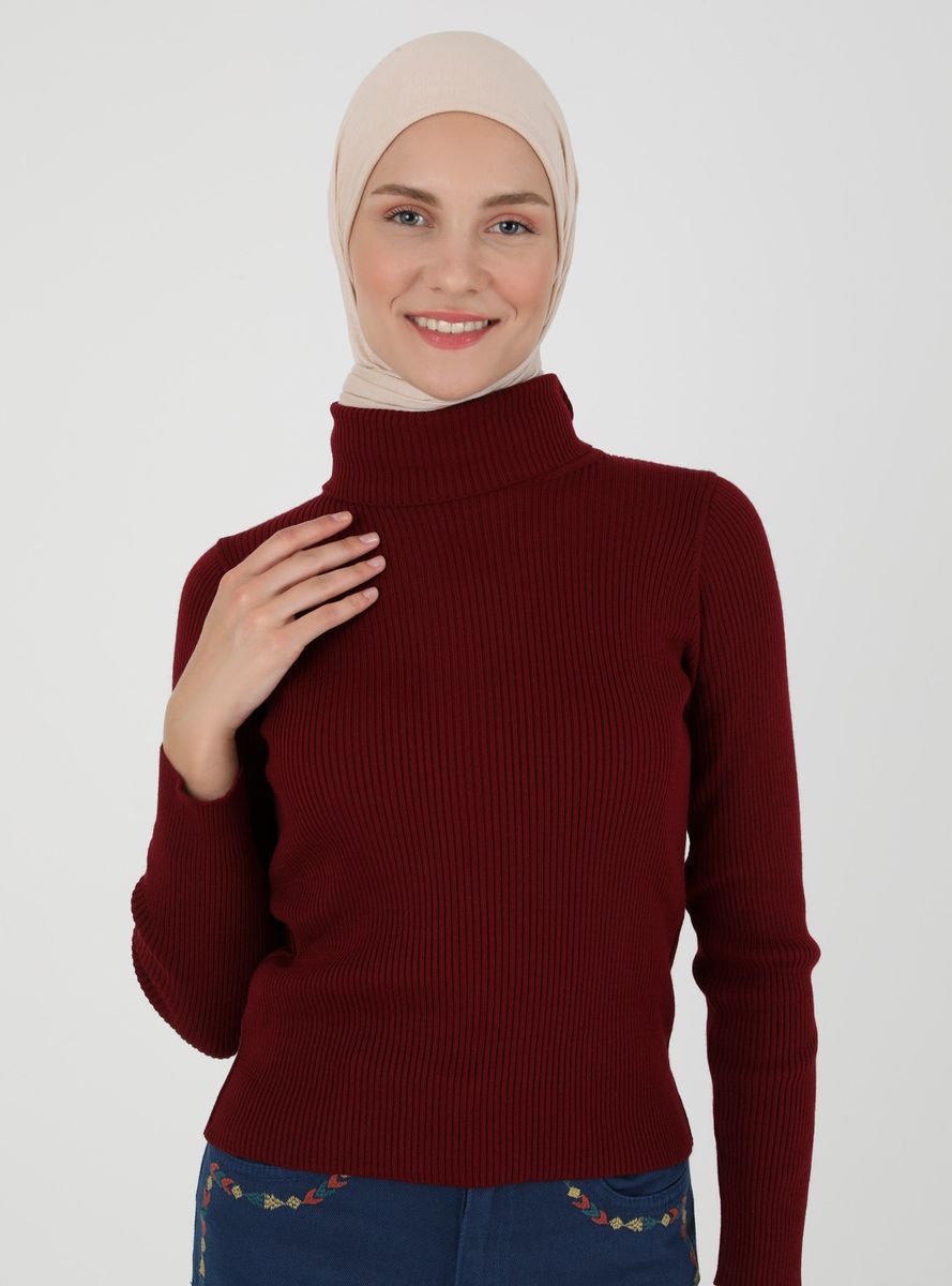 Maroon - Polo Neck - Jumper - Benin