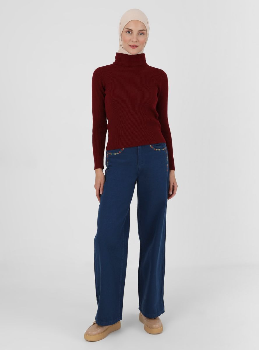 Maroon - Polo Neck - Jumper - Benin
