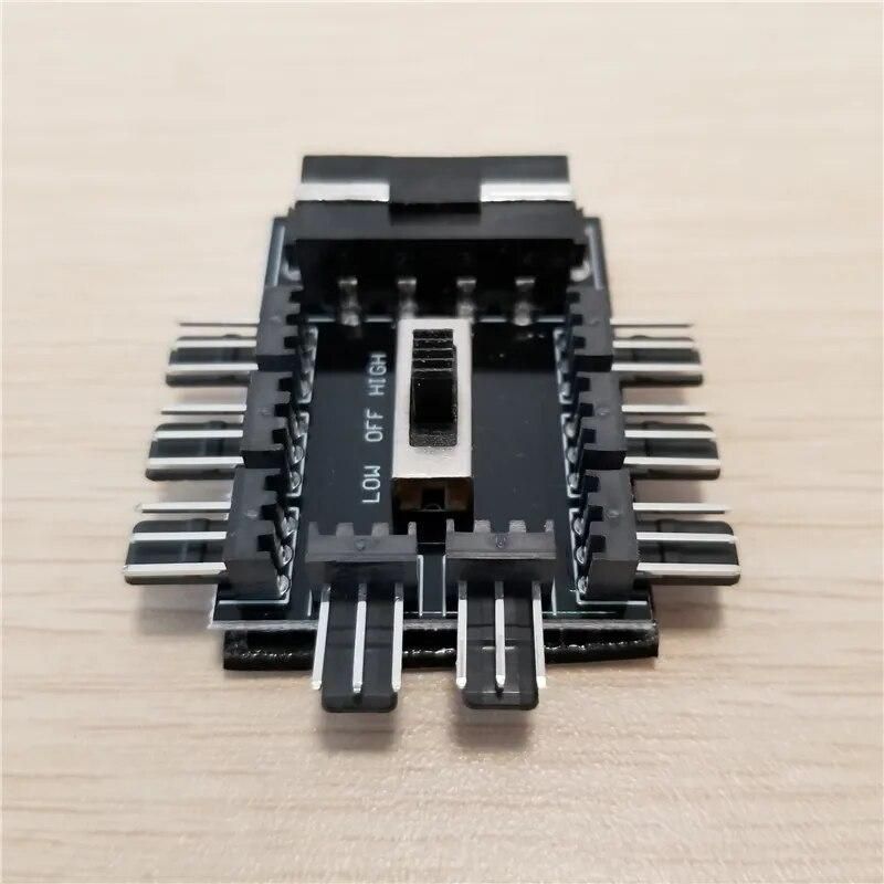 IDE Molex 1 to 8 Multi Way Splitter Cooler Cooling Fan Hub 3Pin 12V Power Socket PCB Adapter 2 Level Speed Control for PC Comput