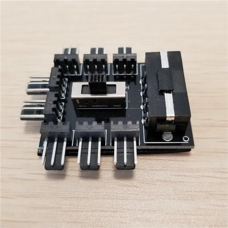 IDE Molex 1 to 8 Multi Way Splitter Cooler Cooling Fan Hub 3Pin 12V Power Socket PCB Adapter 2 Level Speed Control for PC Comput