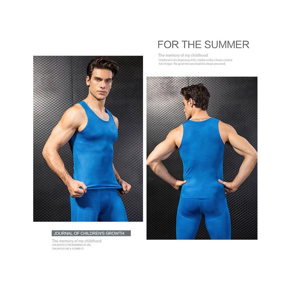 1PC Training Fitness Compression Vest   Men's Sports Vest Blue