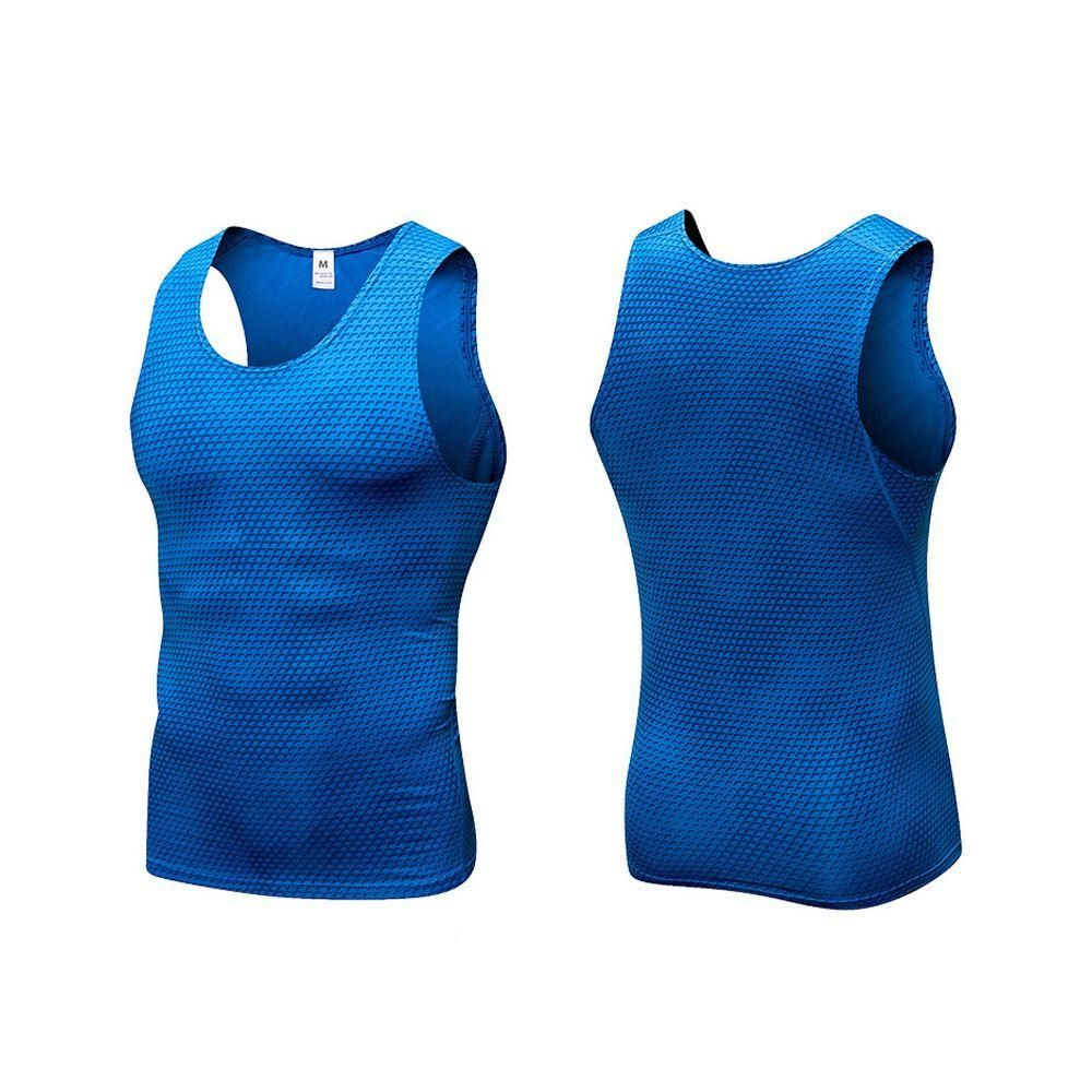 1PC Training Fitness Compression Vest   Men's Sports Vest Blue