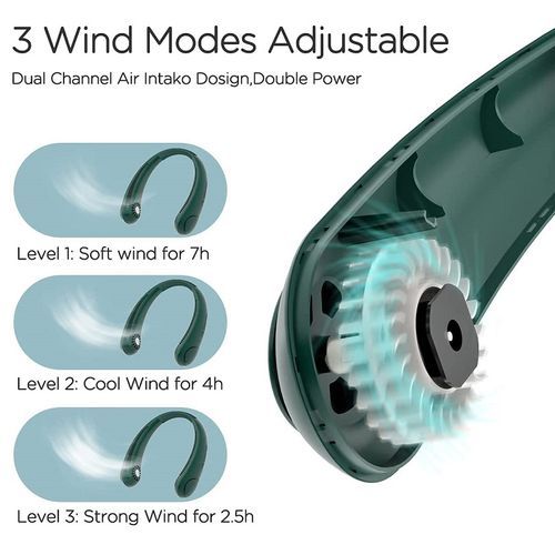 Portable Neck Fan Bladeless Hands Free Fan Wearable Fan