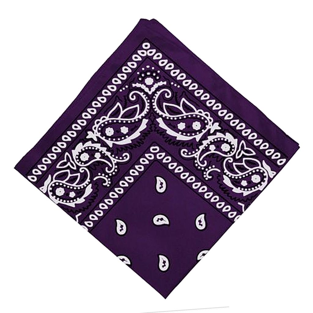 100 Cotton Paisley Print Cowboy Bandana Head Wrap Hair Band Purple