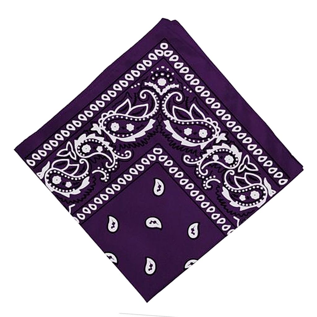 100 Cotton Paisley Print Cowboy Bandana Head Wrap Hair Band Purple