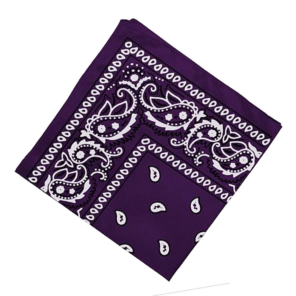 100 Cotton Paisley Print Cowboy Bandana Head Wrap Hair Band Purple