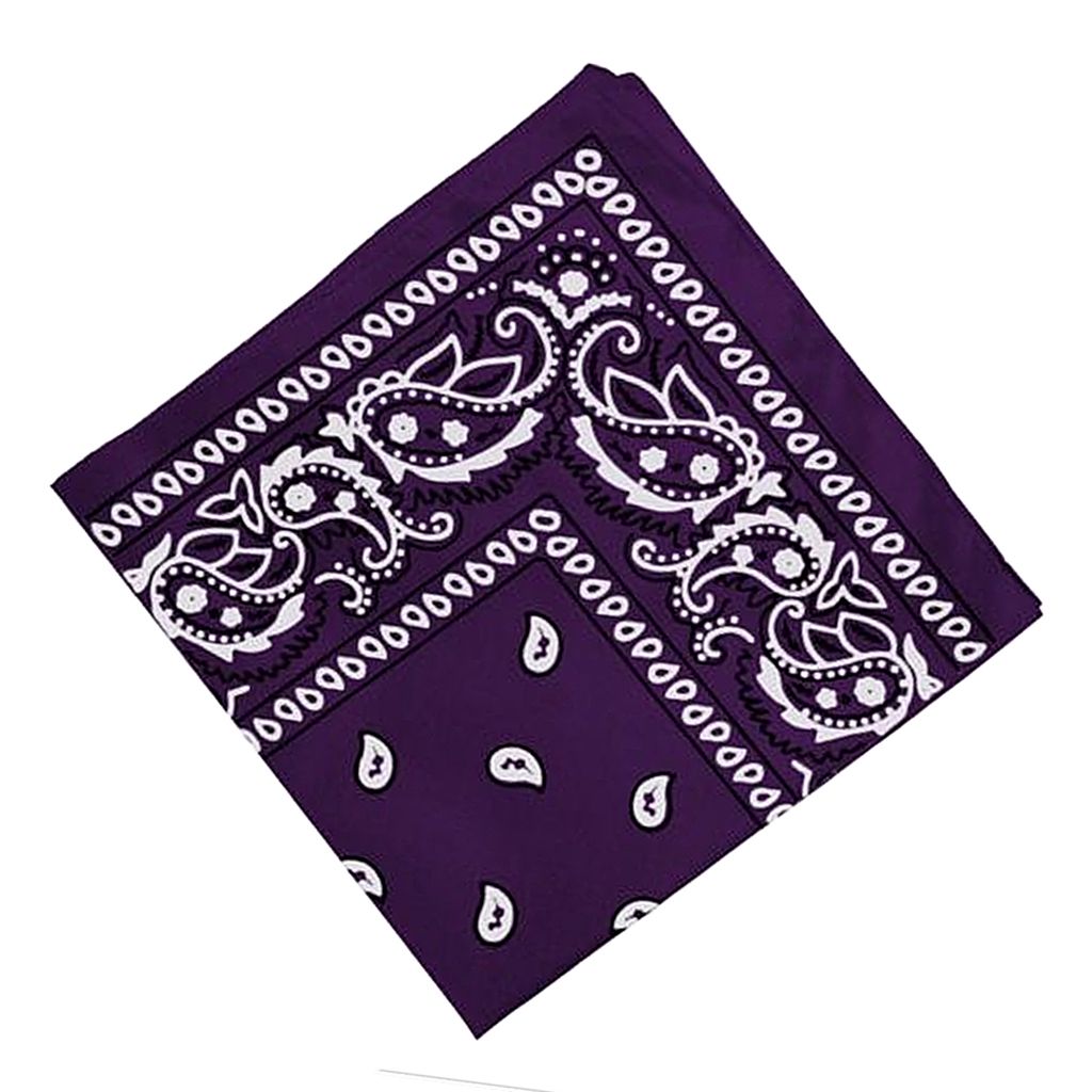 100 Cotton Paisley Print Cowboy Bandana Head Wrap Hair Band Purple