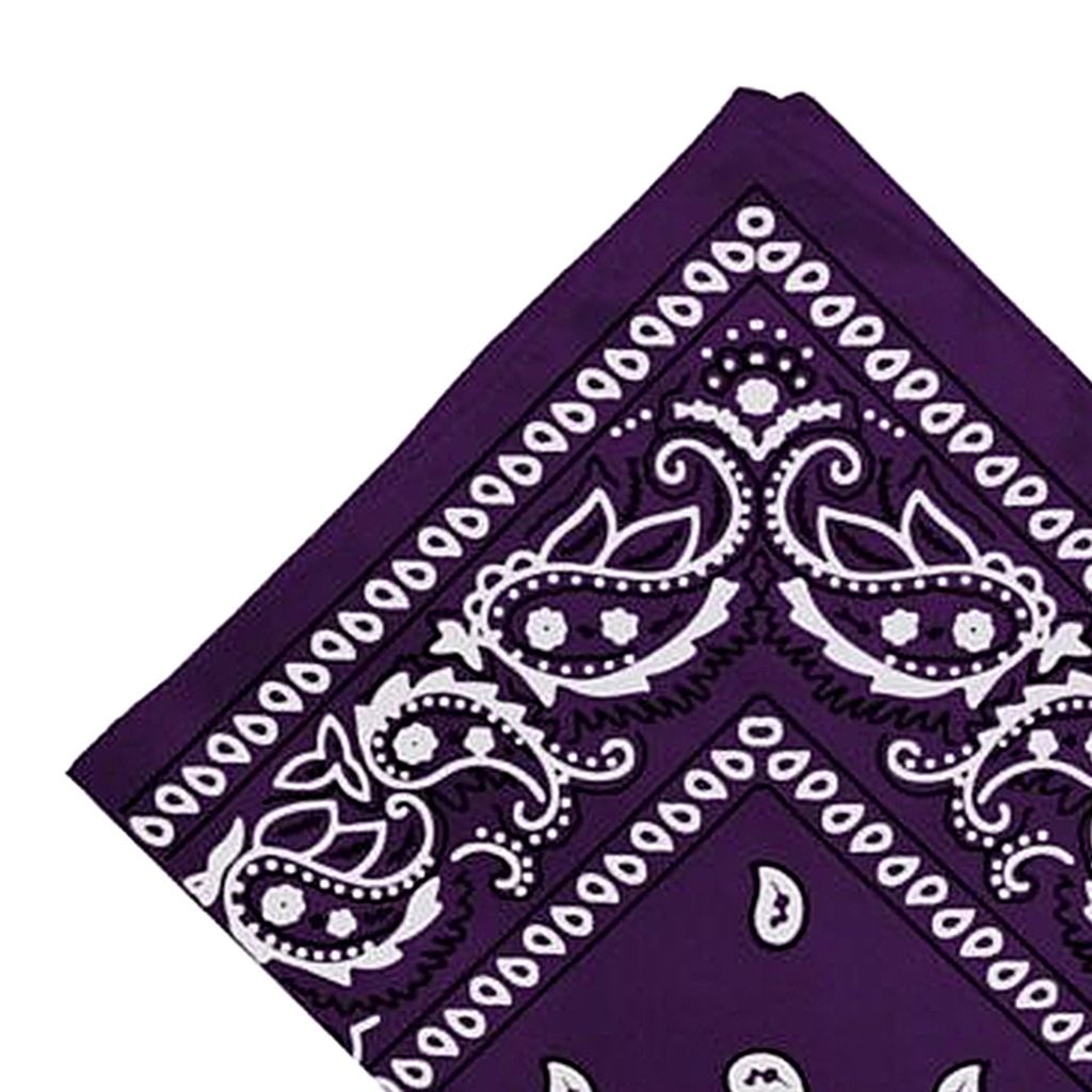 100 Cotton Paisley Print Cowboy Bandana Head Wrap Hair Band Purple