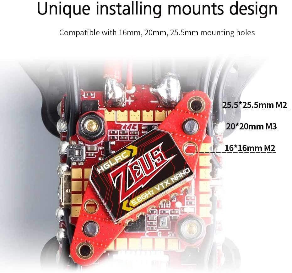 HGLRC Zeus350mW VTX M2 M3 16x16 20x20 25.5x25.5 5.8GHz