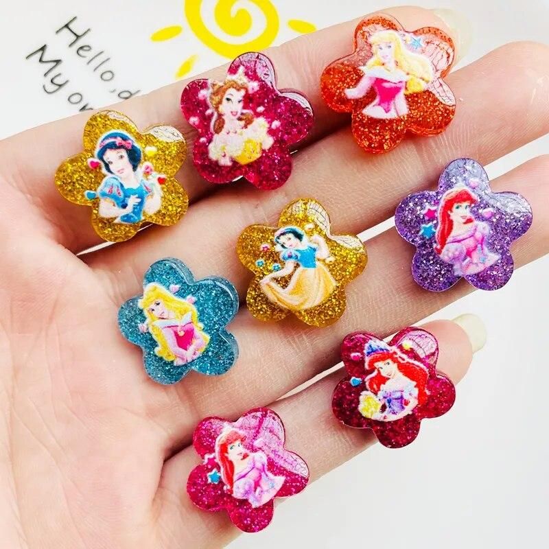 20 Pcs New Film Character Cartoon Princess Rhinestone Flower Shape Resin Scrapbook Diy Jewellery Hairpin Decorate Accessories