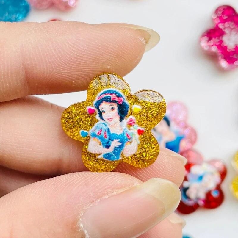 20 Pcs New Film Character Cartoon Princess Rhinestone Flower Shape Resin Scrapbook Diy Jewellery Hairpin Decorate Accessories