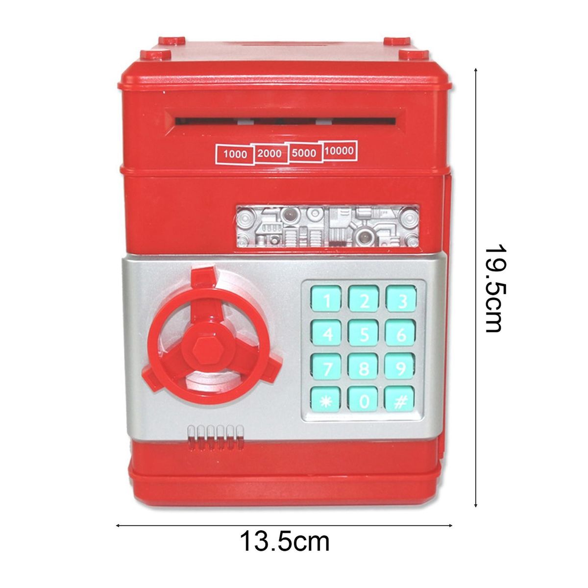 Kids Safe Piggy Bank Secure Kids Piggy Bank Capacity Money Saving Pot Red