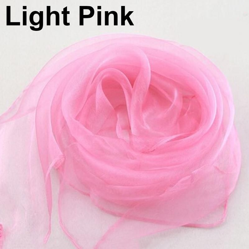 Women Girl Candy Color Soft Light Weight Chiffon Neck-White