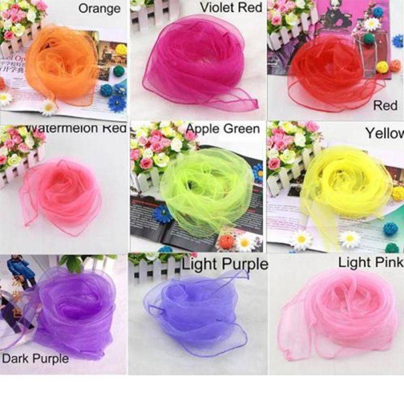 Women Girl Candy Color Soft Light Weight Chiffon Neck-White