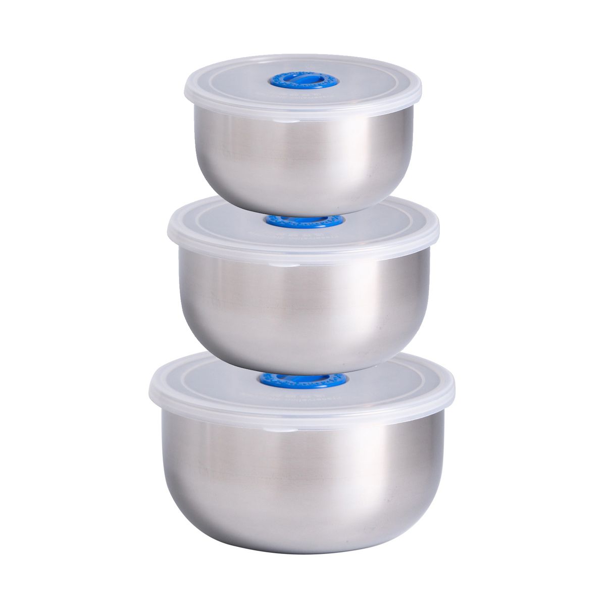 3 Pcs Mixing Bowl With Lid Stainless Steel Non-Slip Serving
