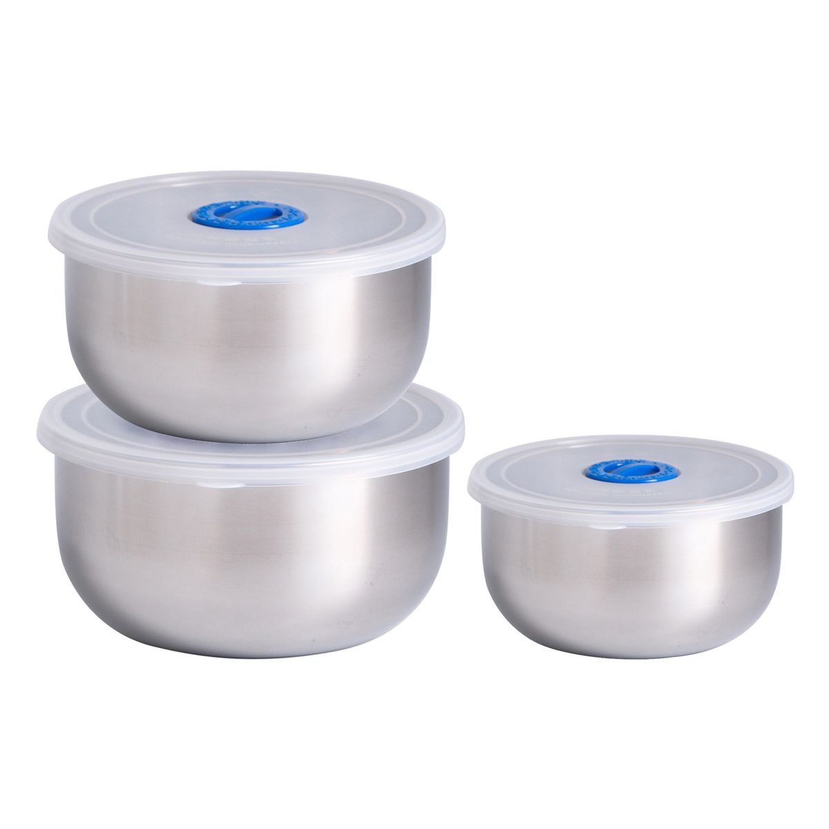3 Pcs Mixing Bowl With Lid Stainless Steel Non-Slip Serving