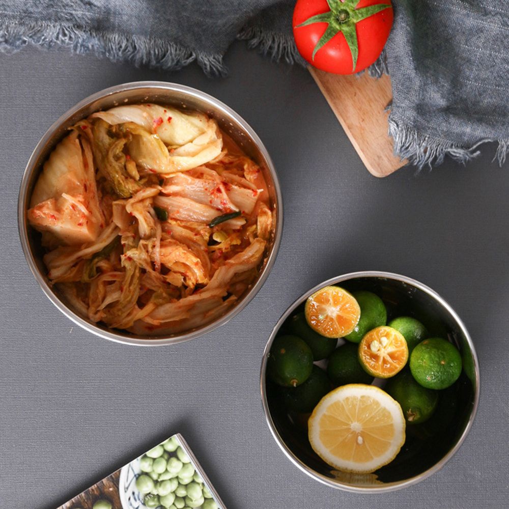 3 Pcs Mixing Bowl With Lid Stainless Steel Non-Slip Serving