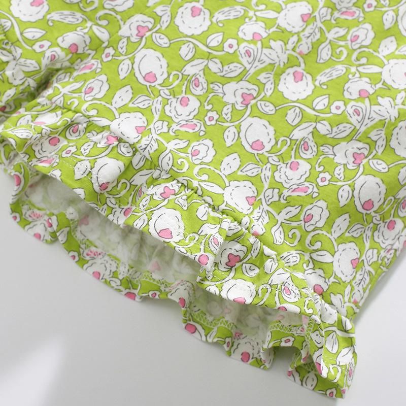 2023 Girls' Suit Cute Flowers Girls Two-Piece Suit Children's Summer Clothing Casu