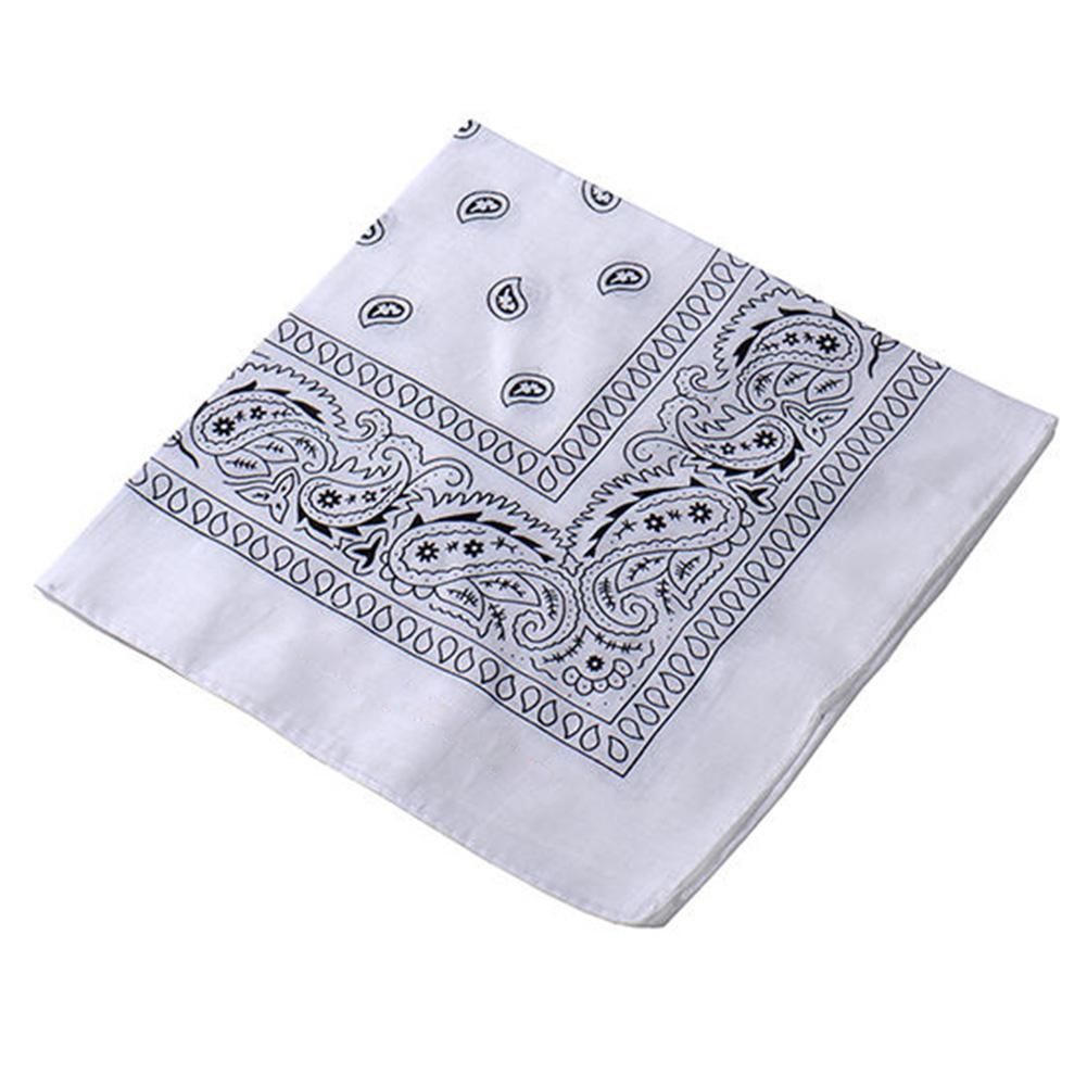 Stylish Paisley Square Bandana Head Wrap Unisex-White