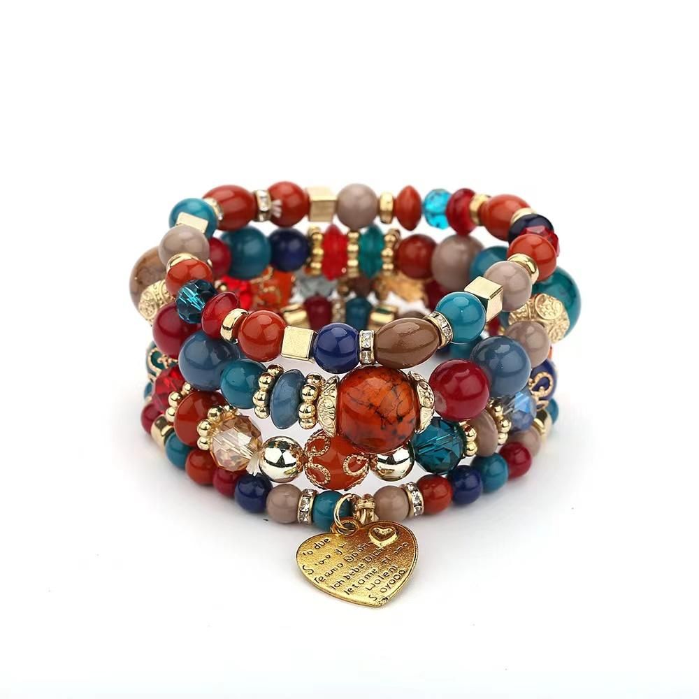 Bracelet Sets for Women - 6 Sets Stackable Stretch Bracelets Multi-color Boho Jewelry for Women