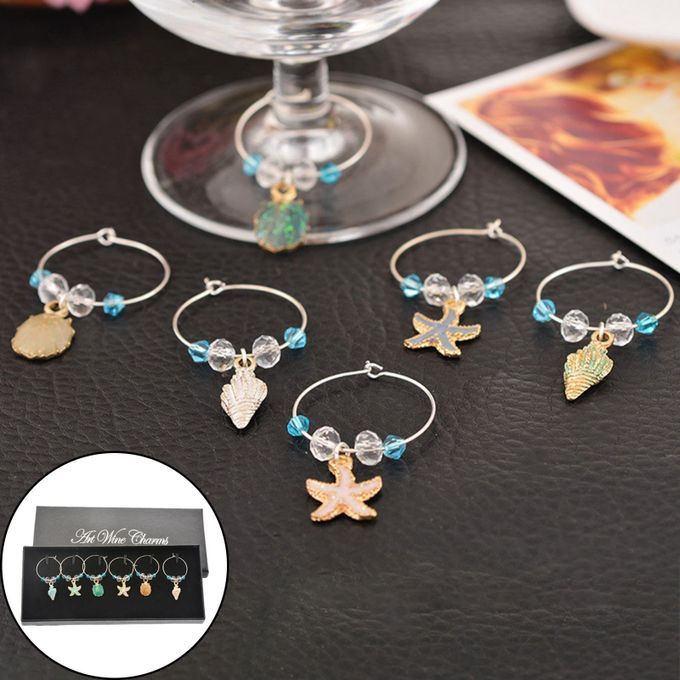 6 Pcs Cup Metal Decor For Home Stem Glasses New Year Colorful Shell