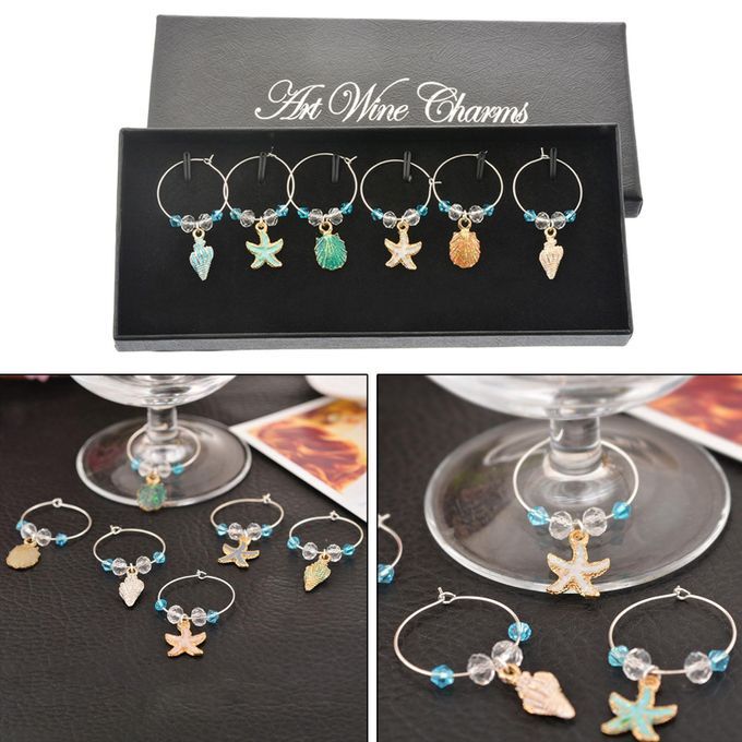 6 Pcs Cup Metal Decor For Home Stem Glasses New Year Colorful Shell