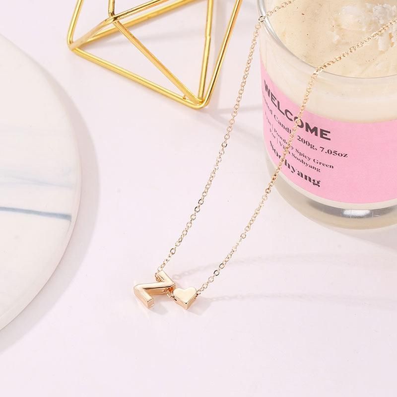 A-Z 26 Capital Letter Heart Pendant Fashion Women-Golden