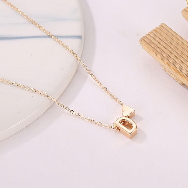 A-Z 26 Capital Letter Heart Pendant Fashion Women-Golden