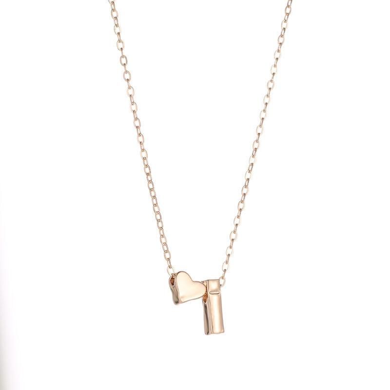 A-Z 26 Capital Letter Heart Pendant Fashion Women-Golden