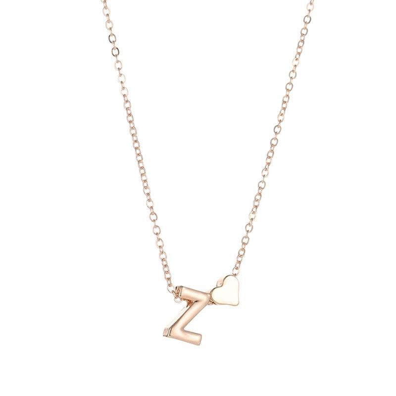 A-Z 26 Capital Letter Heart Pendant Fashion Women-Golden