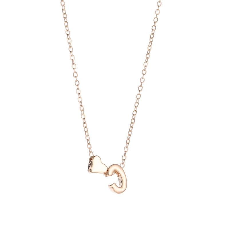 A-Z 26 Capital Letter Heart Pendant Fashion Women-Golden
